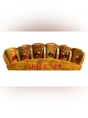 Vintage Rooster Wooden Spice Rack Set Complete Farmhouse Kitchen Decor